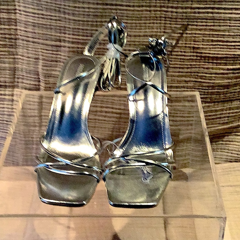 Silver lace up sandal